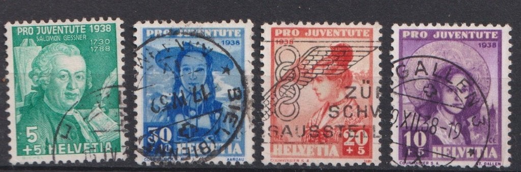 Zwitserland 1938; Pro Juventute, Michel 331/34, gest., Postzegels en Munten, Ophalen of Verzenden, Gestempeld