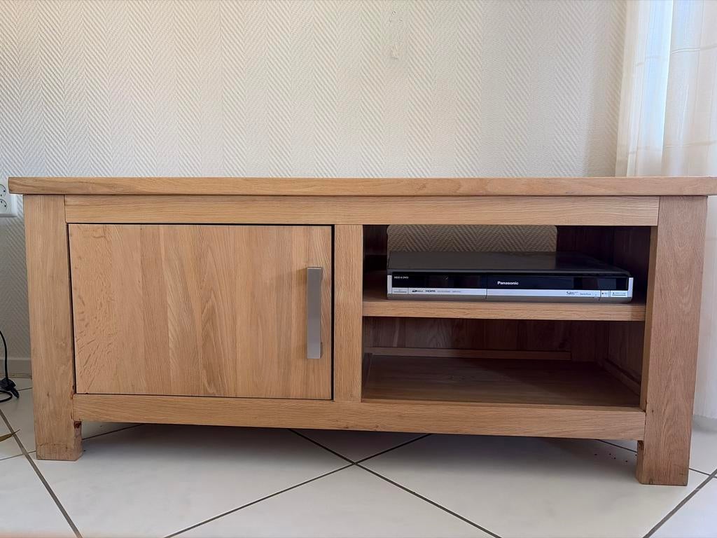 Licht eiken tv-meubel met opbergruimte, Huis en Inrichting, Ophalen, Gebruikt, 100 tot 150 cm, Eikenhout