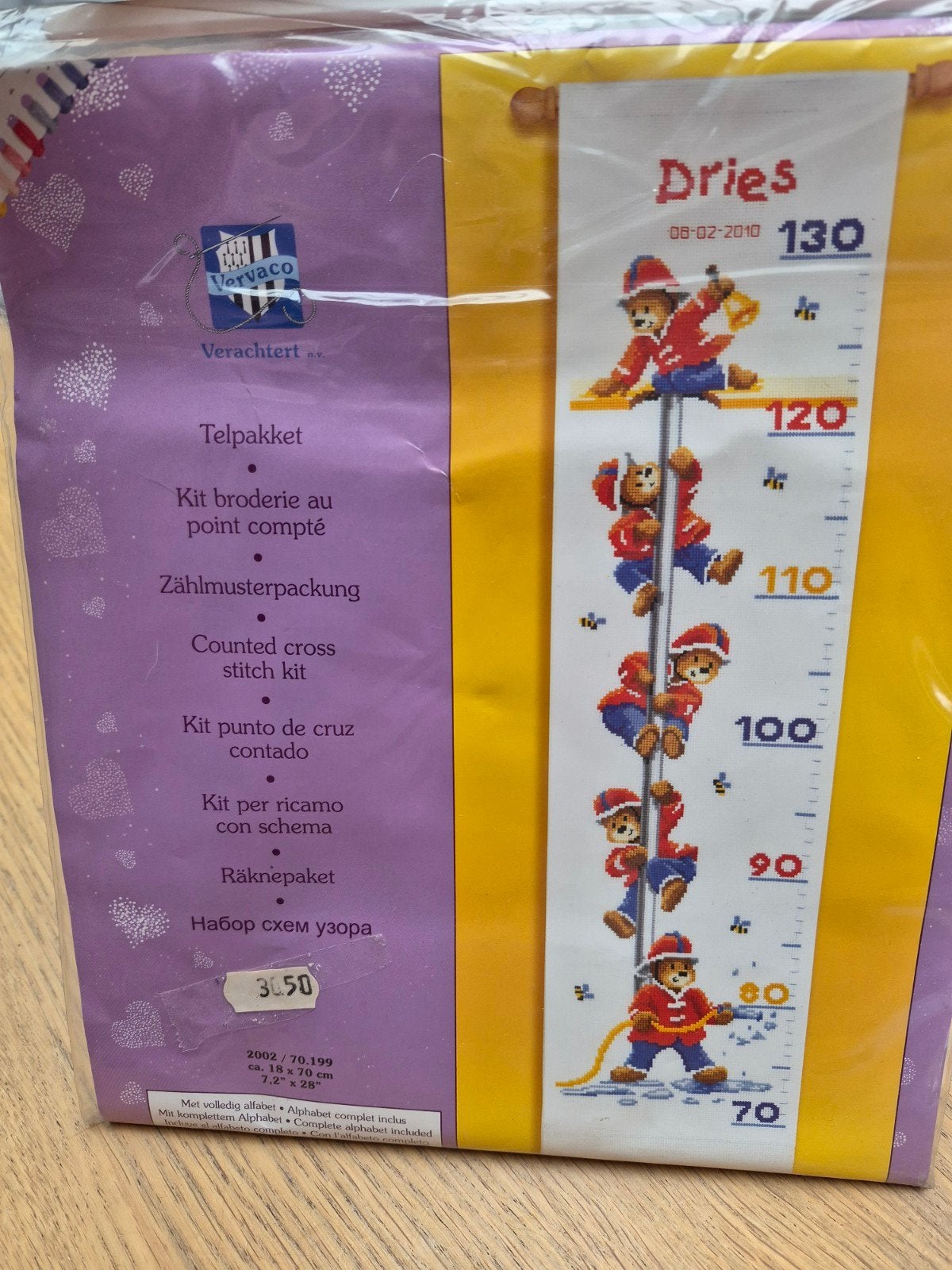 Nieuw borduurpakket geboorte - brandweer beertjes groeimeter, Ophalen of Verzenden, Nieuw, Borduurpakket