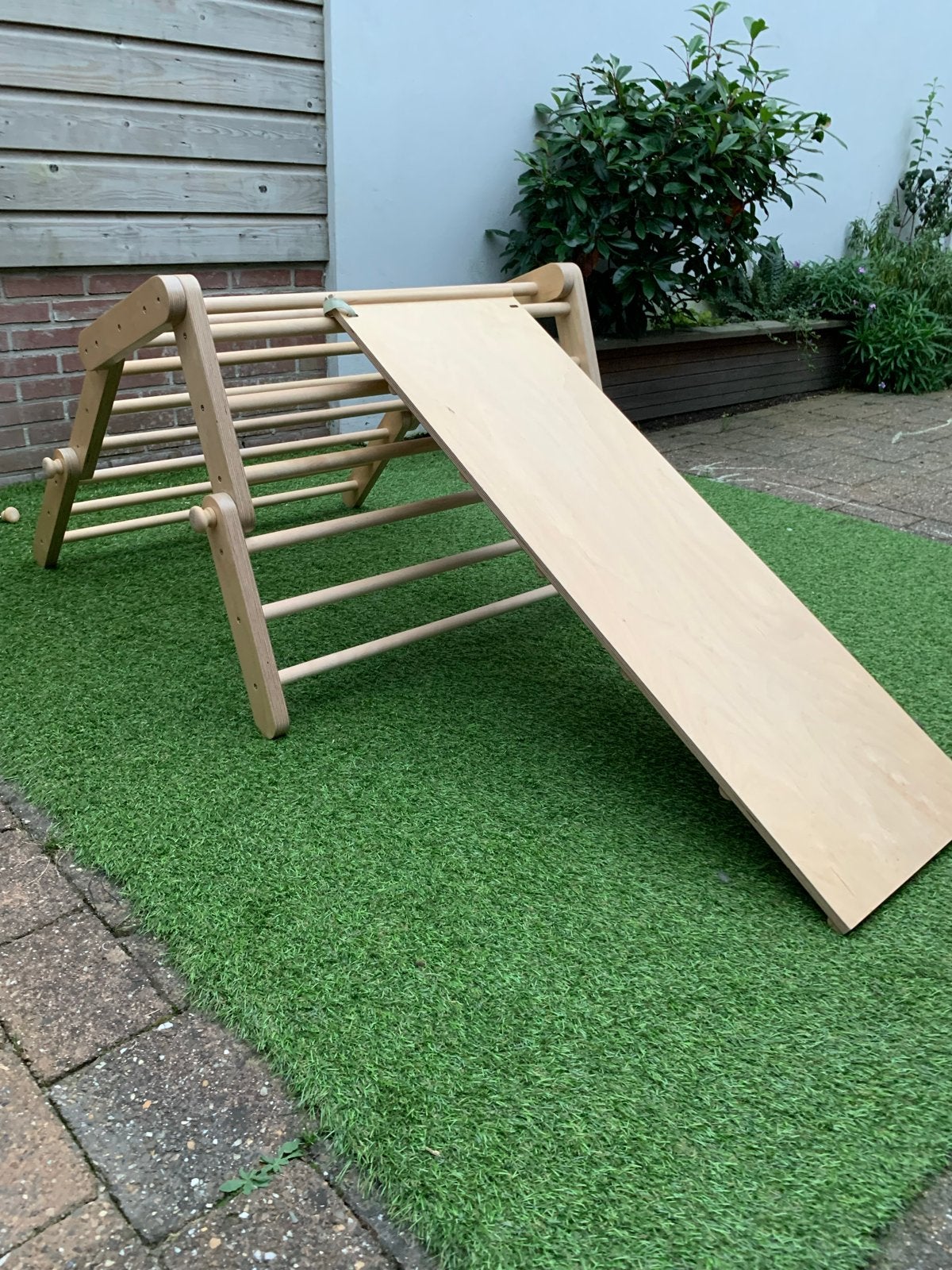Houten Klimrek met Glijbaan - Montessori Speelgoed, Ophalen, Zo goed als nieuw, Glijbaan