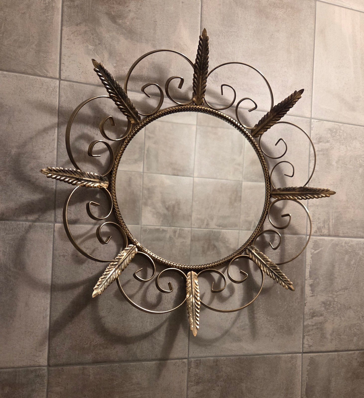 Vintage Deknudt Sunburst spiegel – Jaren 60, Ophalen of Verzenden, Rond