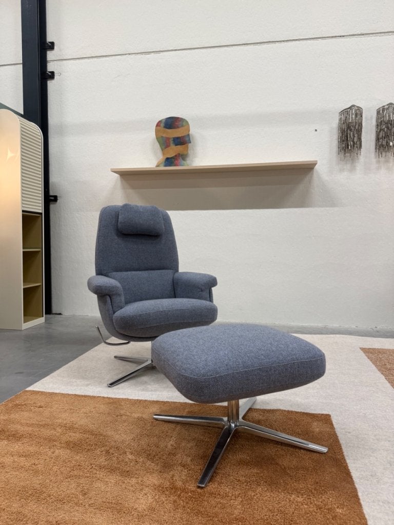 Nieuw Leolux Evidence Entro Two Plus blauw Stoel Poef