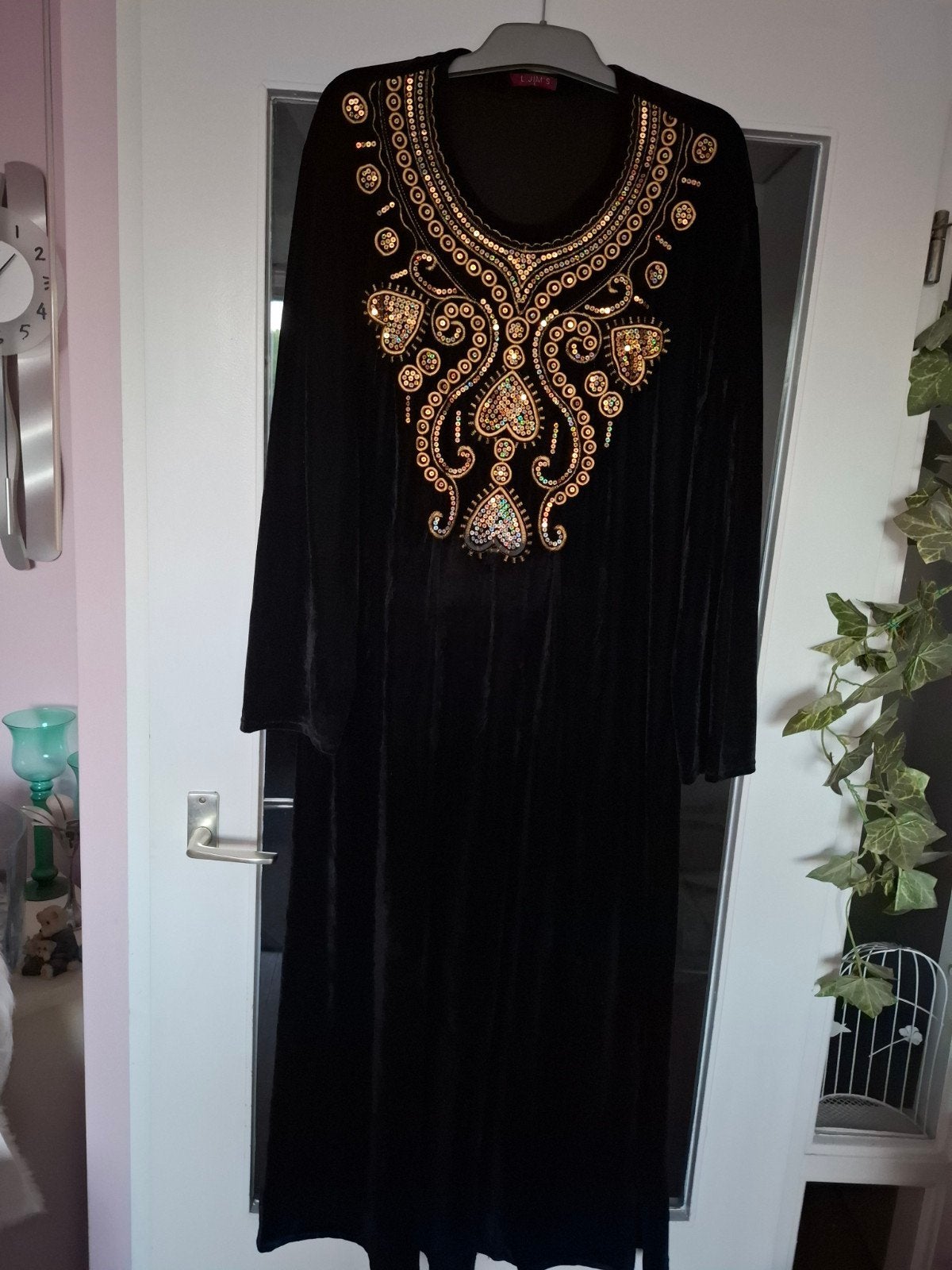 Elegante Donkerblauwe Djellaba., Zwart, Ophalen, Maat 38/40 (M), Onbekend