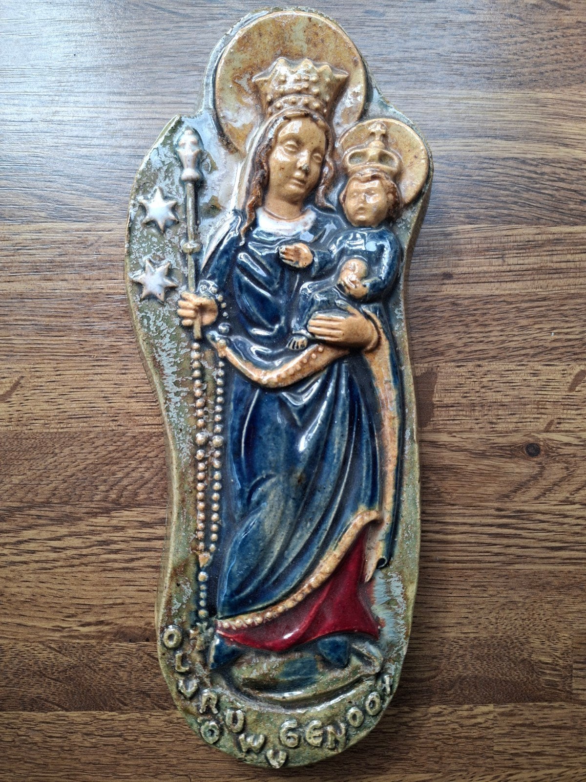 Antiek Keramiek Maria met Kind Wanddecoratie, Antiek en Kunst, Ophalen of Verzenden