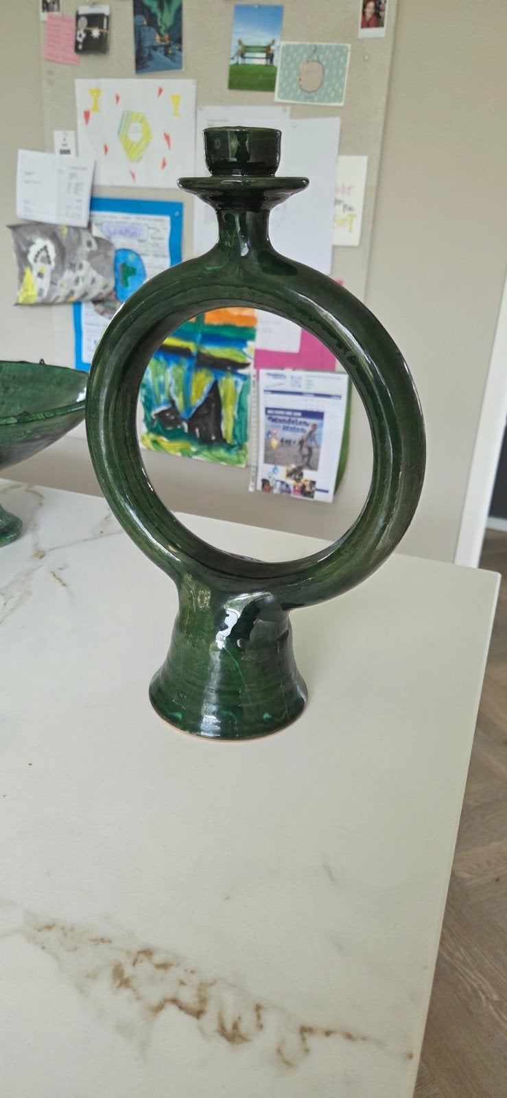 Marokkaanse kandelaar groen aardewerk Tamegroute, Ophalen, Rond, Minder dan 50 cm, Minder dan 100 cm