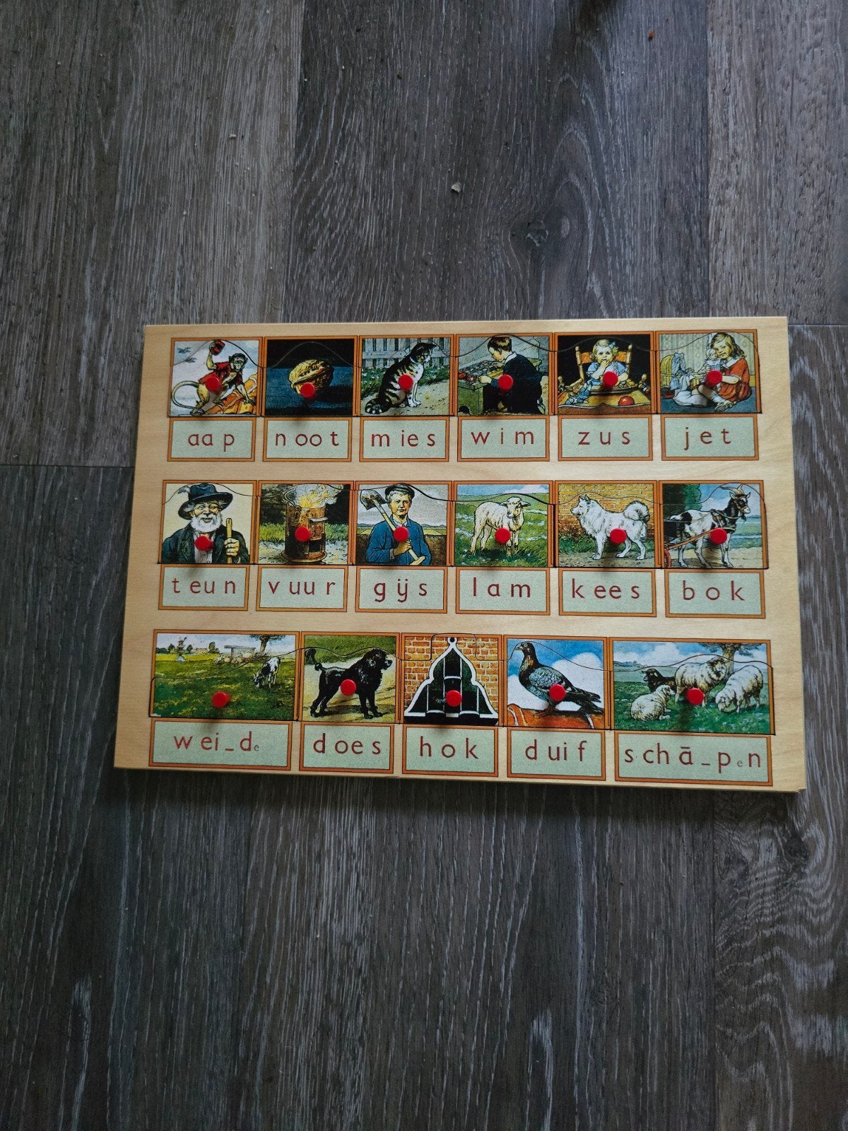 puzzel leesplankje aap noot mies, 10 tot 50 stukjes, Ophalen of Verzenden, Zo goed als nieuw, Van hout