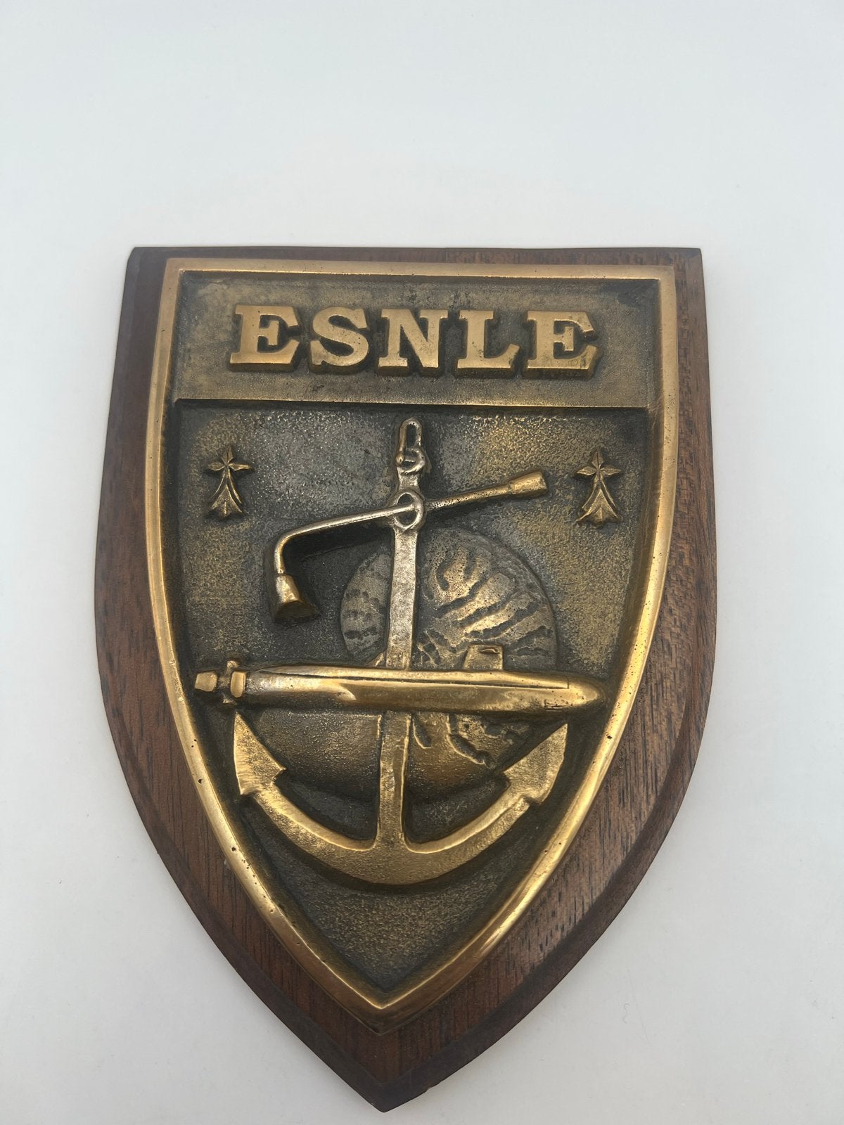 Zwaar bronzen wandschild Franse marine ESNE, -, Overige typen, Ophalen of Verzenden, Marine