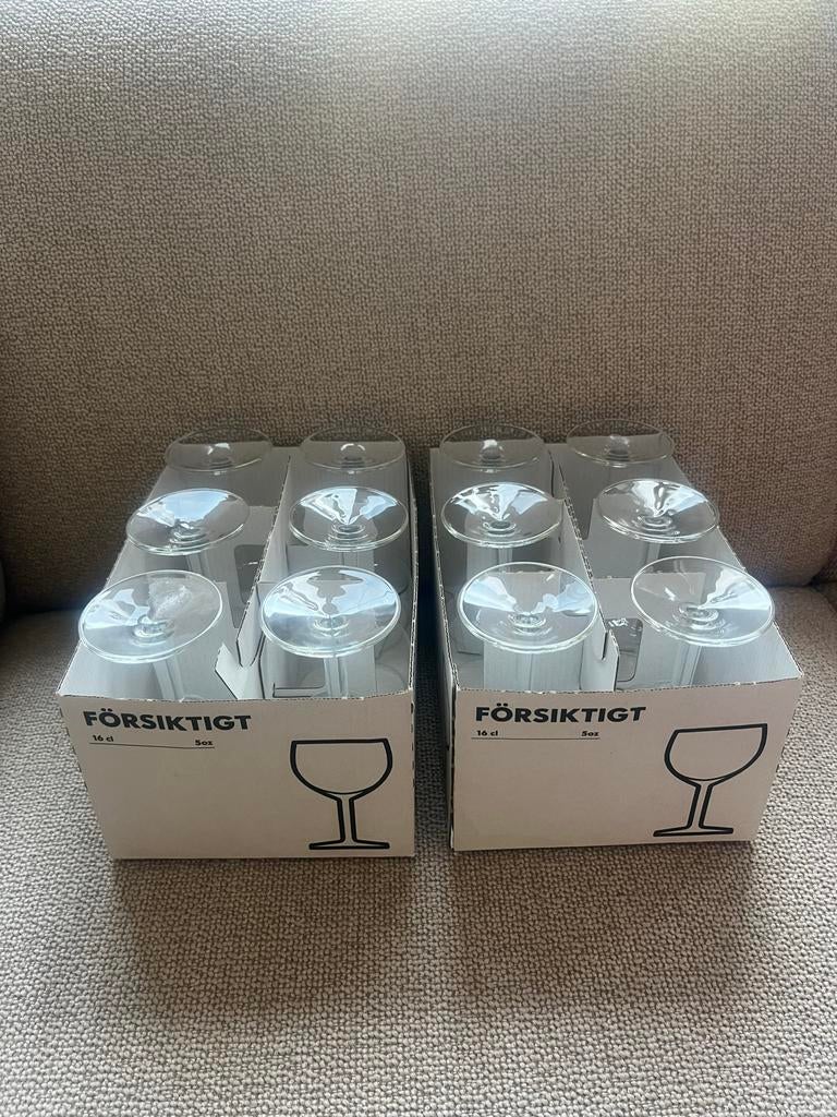 12 nieuwe IKEA FÖRSIKTIG wijnglazen, Ophalen of Verzenden, Nieuw, Glas, IKEA