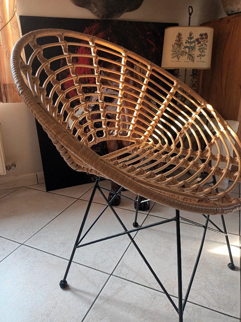 Loungestoel rotan , nieuwstaat , gebruikt decoratie, Ophalen, Bruin, Nieuw, Riet of Rotan