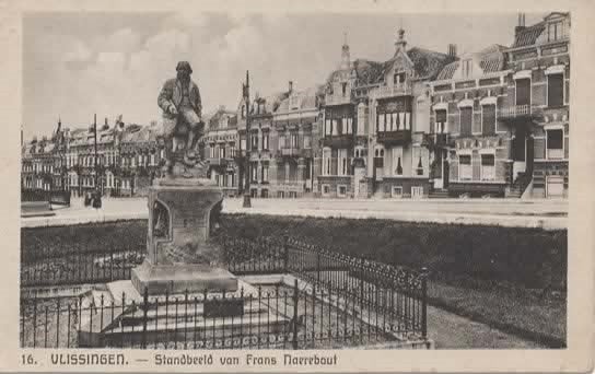 Vlissingen Standbeeld van Frans Naerebout Oprit, Verzenden, 1920 tot 1940, Ongelopen, Zeeland