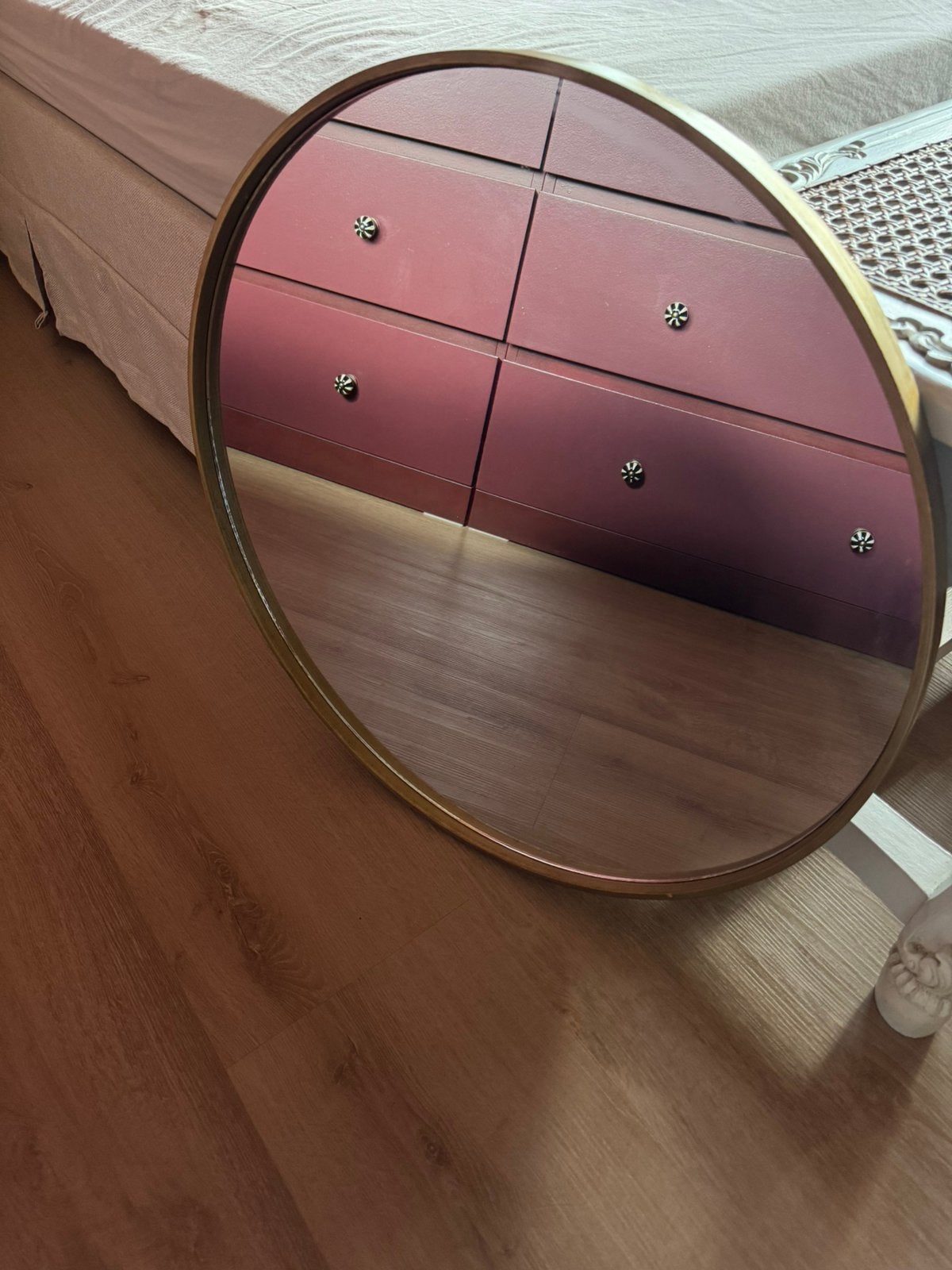 Gouden spiegel, Ophalen, Rond, Zo goed als nieuw, Minder dan 100 cm