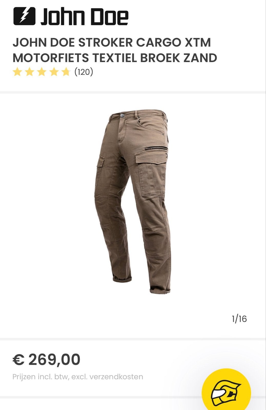 John Doe Stroker Cargo XTM Motorfiets Textiel Broek Zand, Motoren, Ophalen of Verzenden, Tweedehands, Heren, Broek | textiel