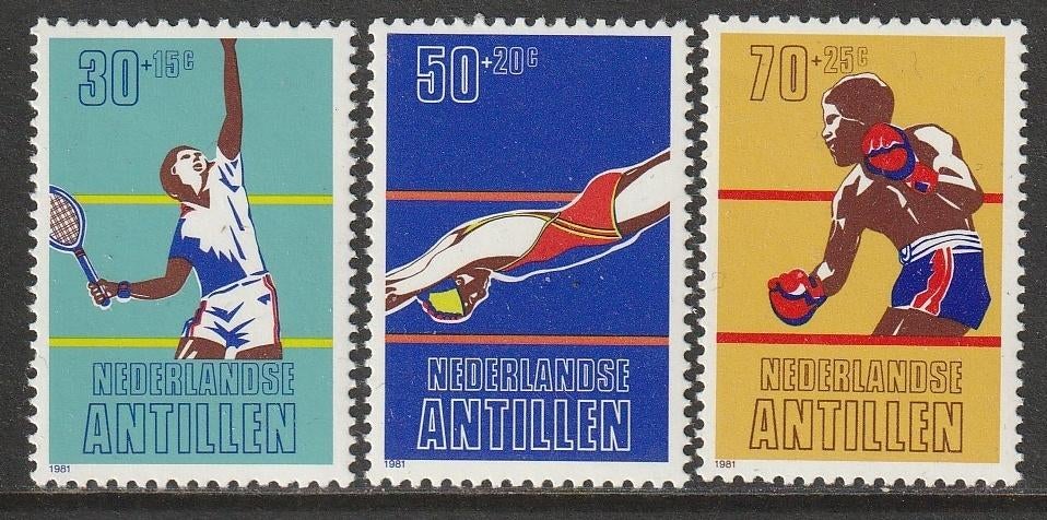 Antillen 1981 685/687 Sport Tennis Zwemmen Boksen, Postfris, Ophalen of Verzenden, Postfris