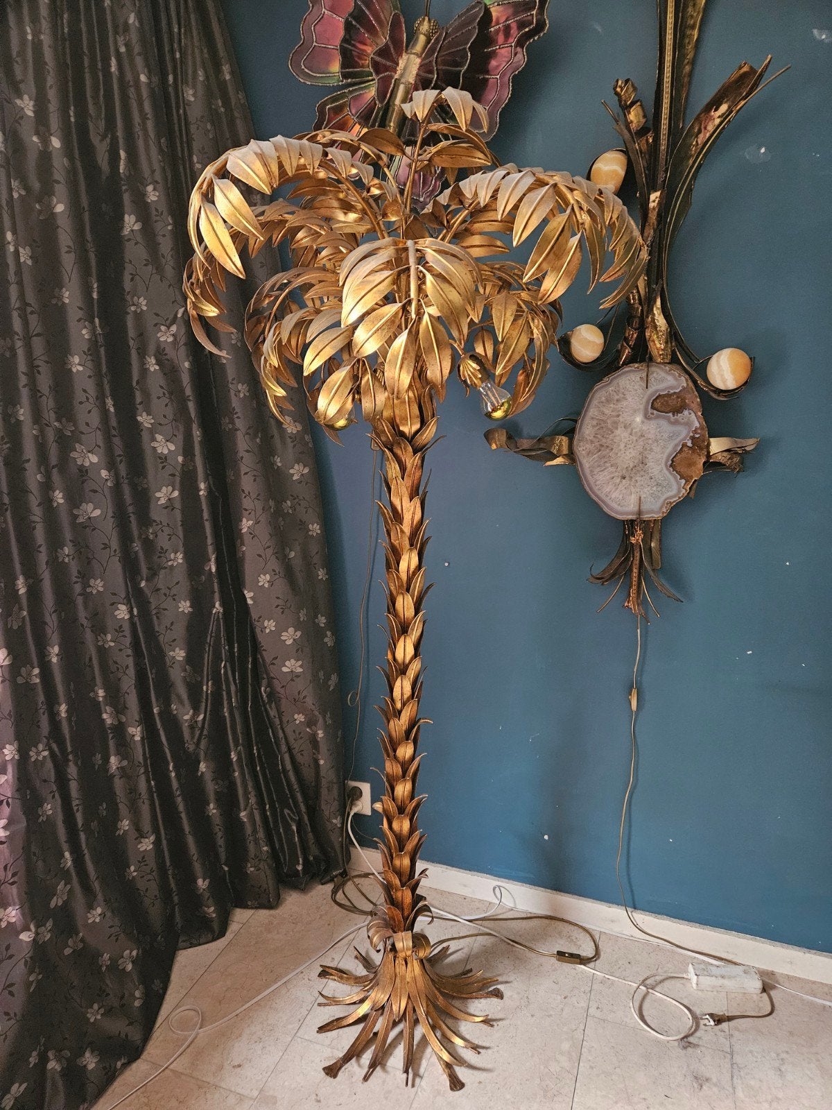 palmboom lamp hans kogl vintage, Ophalen, Gebruikt, E27 (groot), Metaal