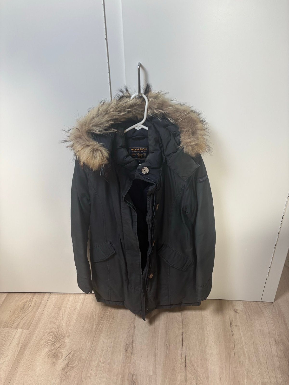 Woolrich jas kindermaat 14 - donkerblauw (XXS/XS), Ophalen of Verzenden, Gebruikt, Jongen of Meisje, Jas