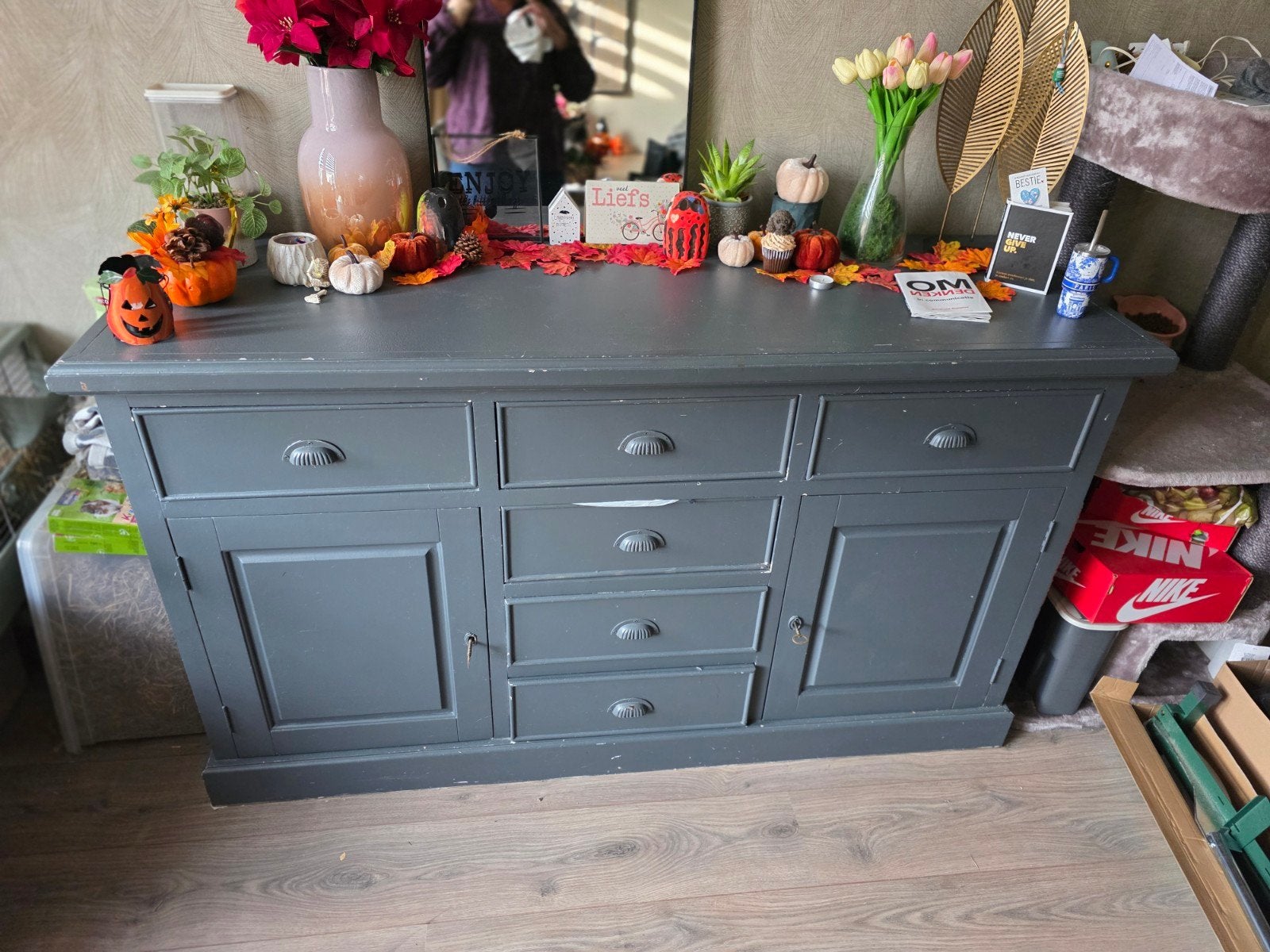 Leuke tweedehands dressoir - opknapper, Ophalen, Gebruikt, Met lade(s), 150 tot 200 cm