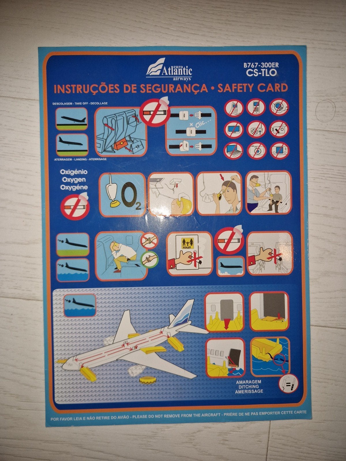 Euro Atlantic Airways B767-300ER Veiligheidskaart, Ophalen of Verzenden, Gebruikt