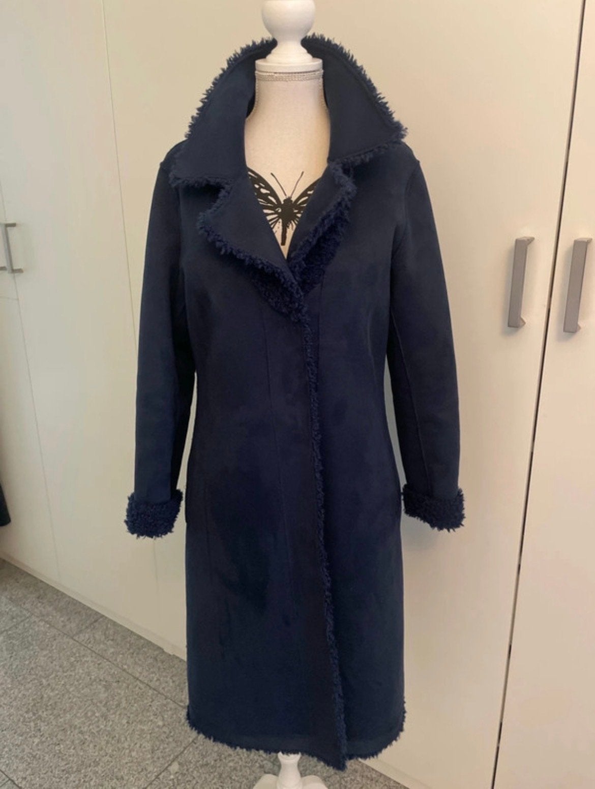 Mirella/Emma (Max Mara) mantel, Ophalen of Verzenden, Zo goed als nieuw, Maat 38/40 (M), Blauw