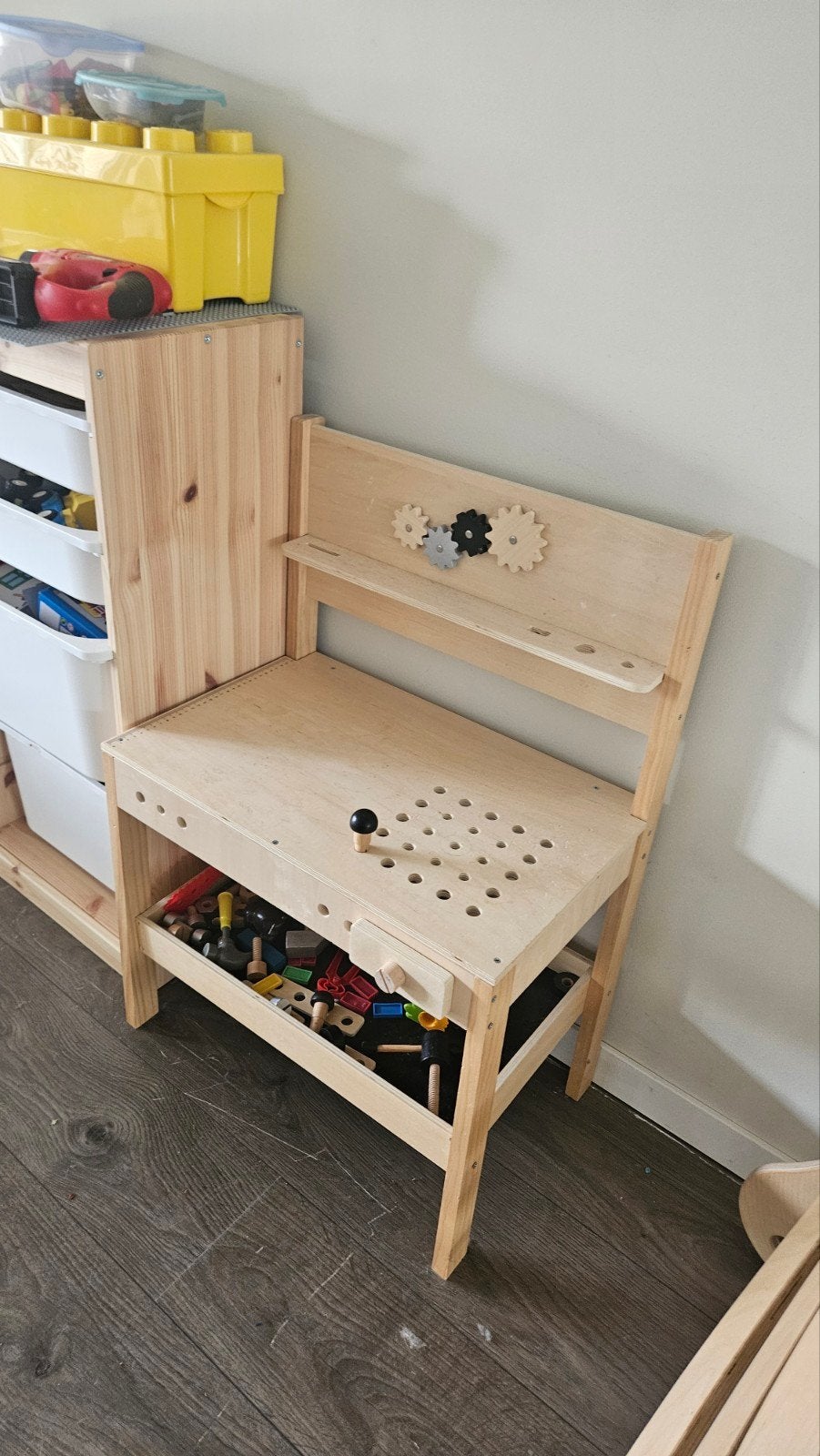 Houten kinderwerkbank met tandwielen, Ophalen of Verzenden, Gebruikt, Overige typen