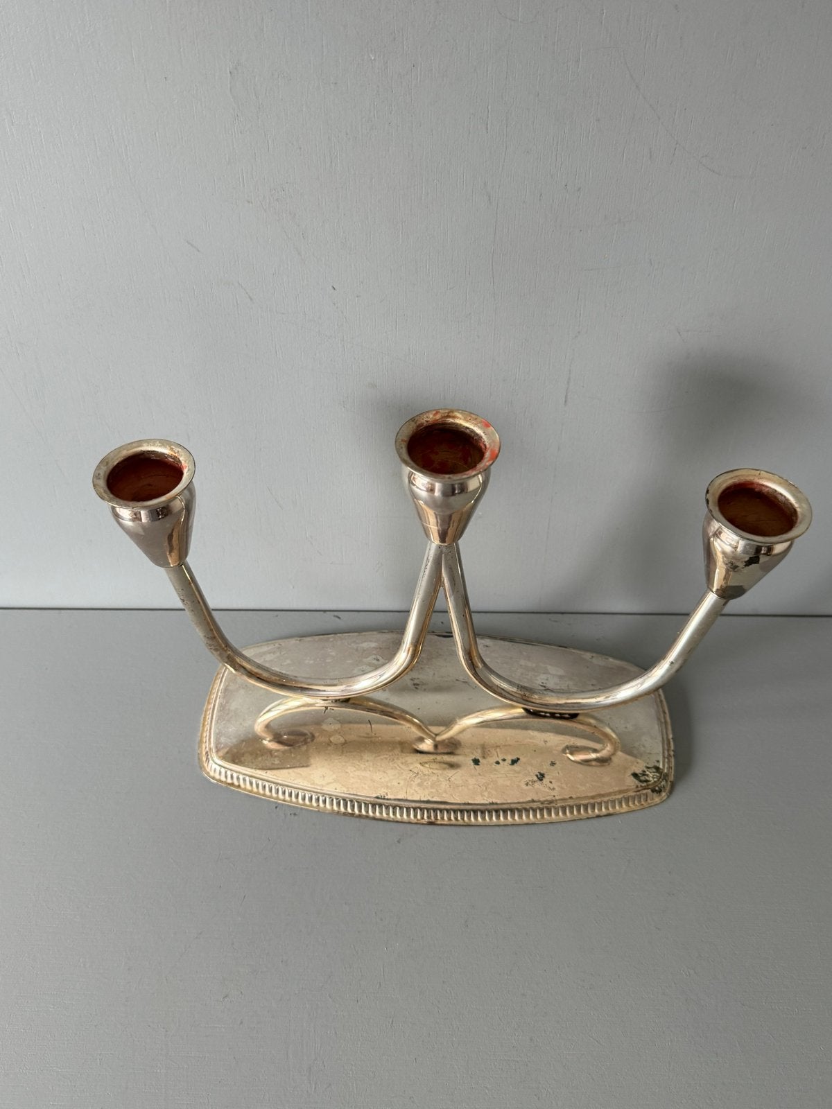 Vintage zilveren kandelaar met 3 armen, Antiek en Kunst, Ophalen of Verzenden, Zilver