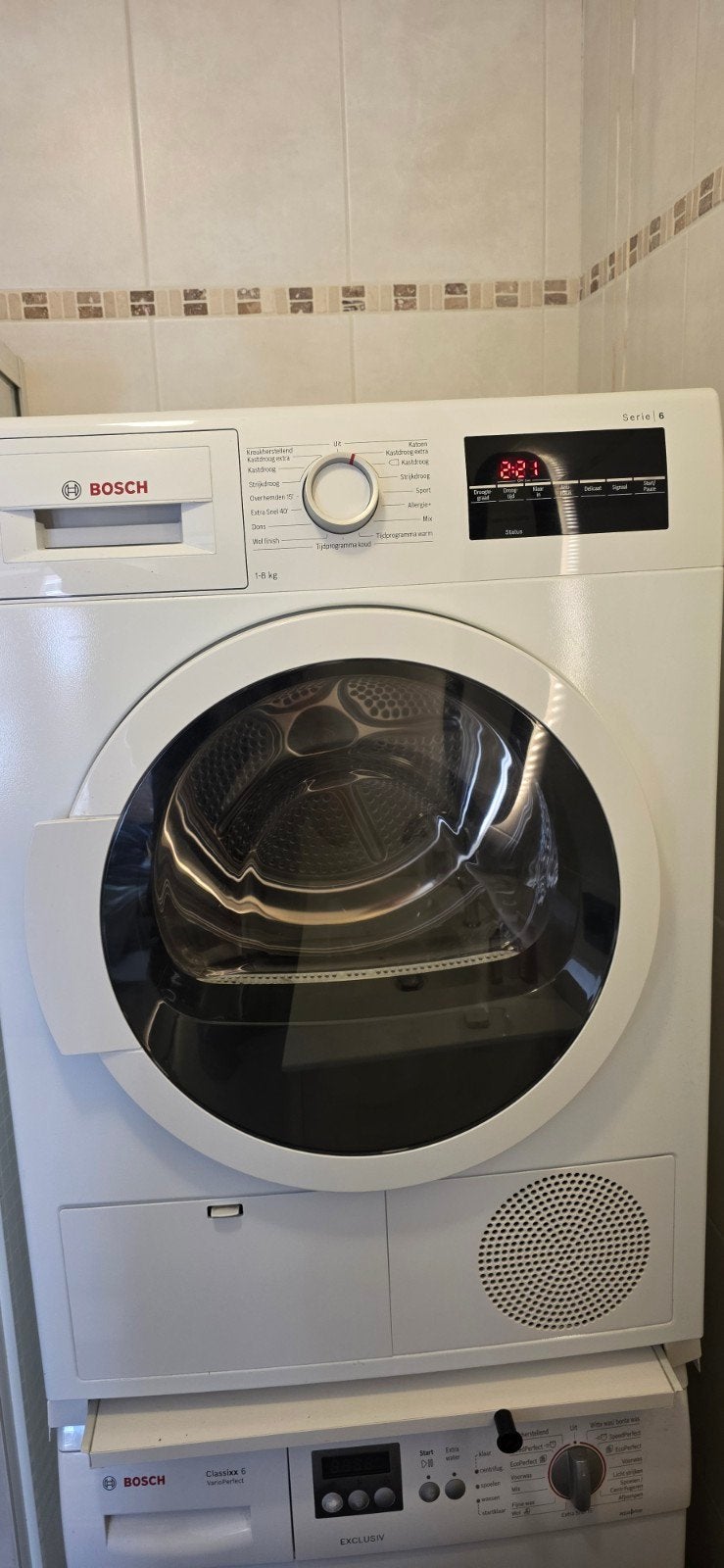Bosch Serie 6 Condensdroger, Ophalen, 6 tot 8 kg, Anti-kreukfase, Voorlader