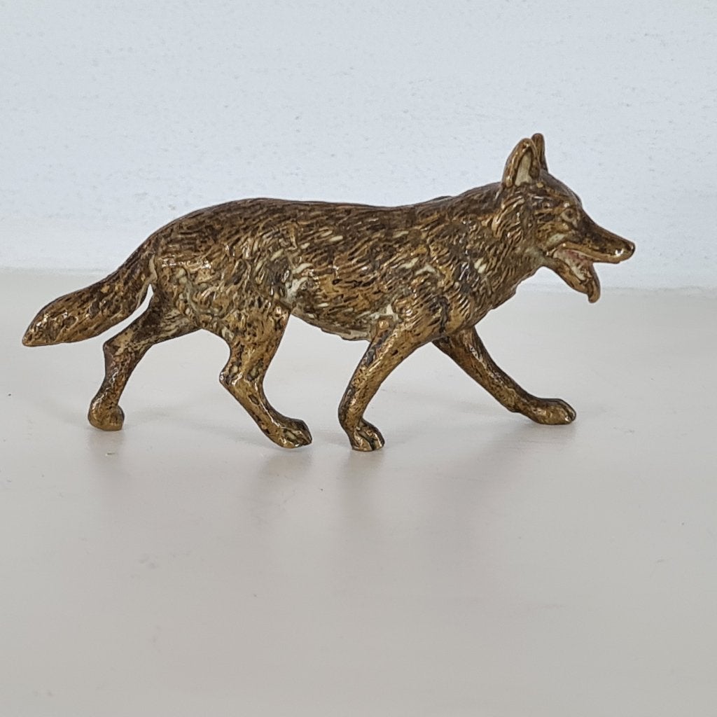 Weens Bronzen Sculptuur van een Wolf Hond Franz Bergmann, Antiek en Kunst, Minder dan 20 cm, Ophalen of Verzenden, Beeld, Beschilderd