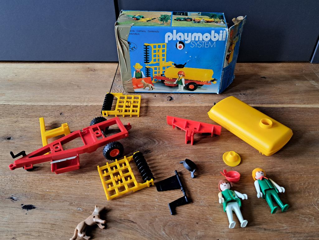 Playmobil set 3502, Farm Trailer and Thresher (1978), Ophalen of Verzenden, Gebruikt, Complete set