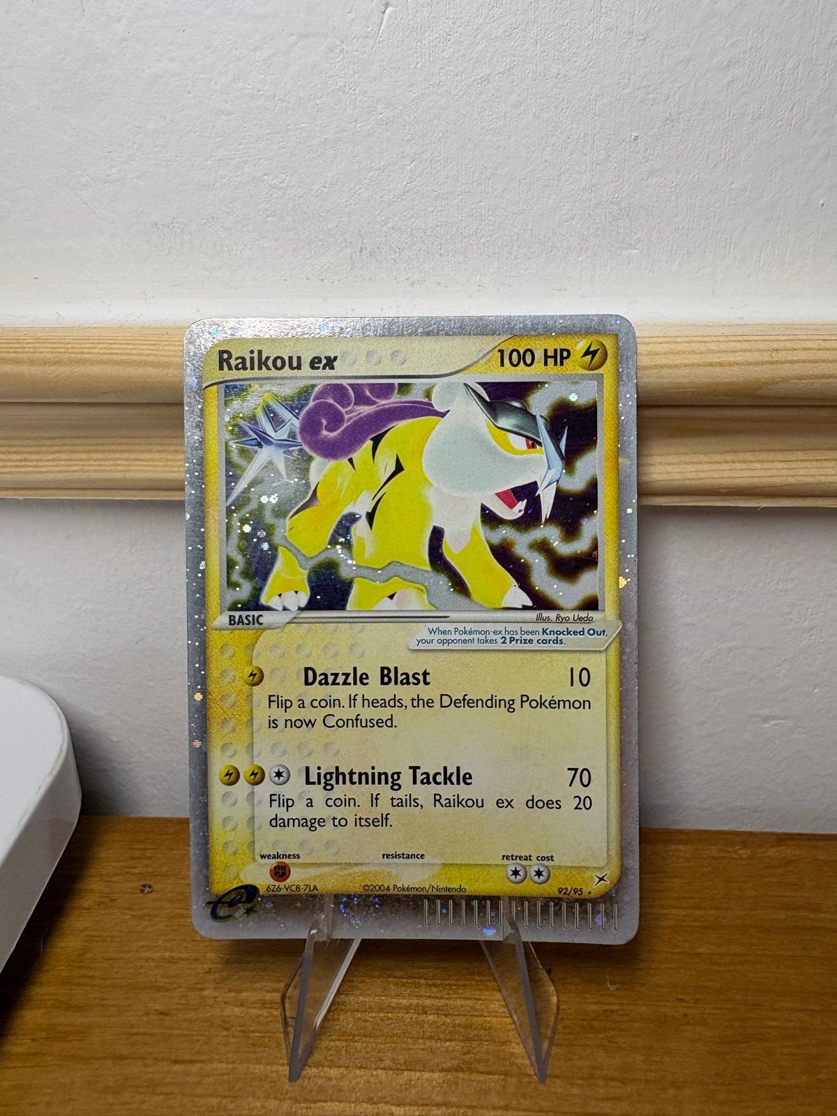 Raikou ex Pokémon kaart (2004) - Holo 92/95, Ophalen of Verzenden, Zo goed als nieuw, Losse kaart, Foil