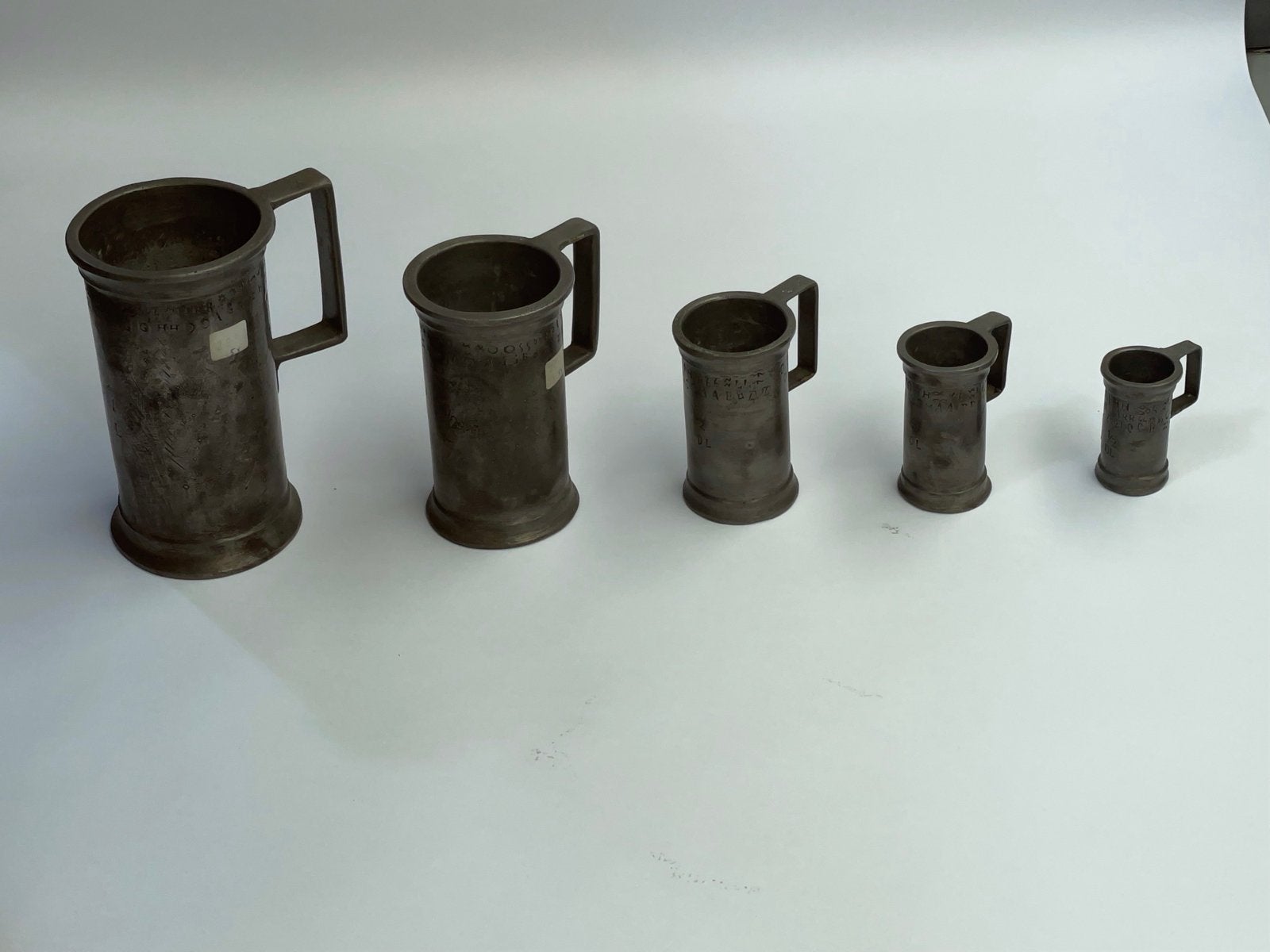 Set van 5 Antieke Tin Maatbekers - Diverse Maten, Antiek en Kunst, Ophalen