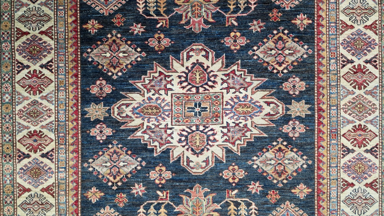Handgeknoopt oosters wol Ziegler Kazak tapijt blue 171x247cm, Huis en Inrichting, Stoffering | Tapijten en Kleden, Kazak, Oosters, Ziegler, vintage,Persian, Hype