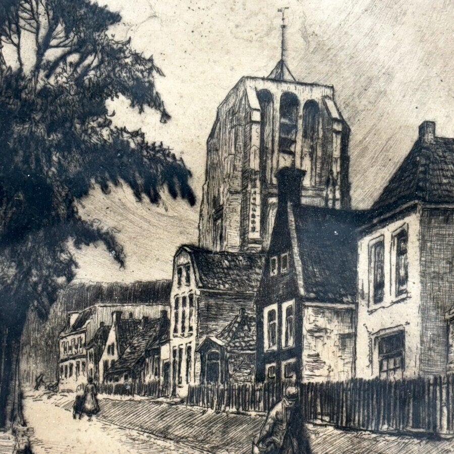 Andries van der Sloot (1883 -1955), twee etsen, Antiek en Kunst, Ophalen of Verzenden, Landschap, Ets, Ingelijst