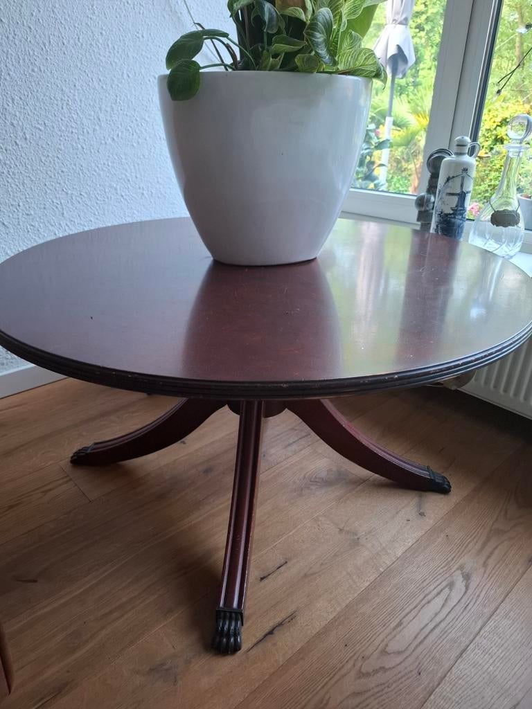 Klassieke Ronde Salontafel - Engelse Stijl (Duncan Phyfe), Gebruikt, 50 tot 100 cm, 50 tot 75 cm, Rond
