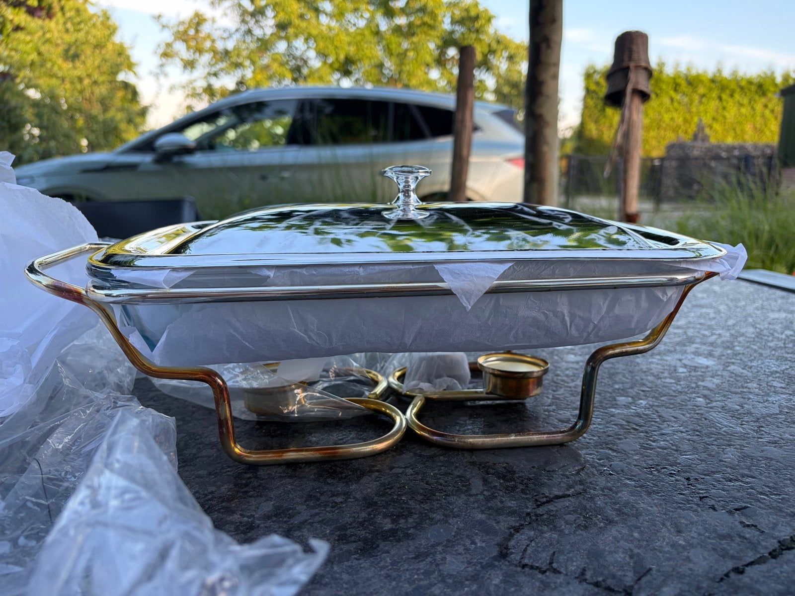 Verzilverde Réchaud - Silver-plated Food Warmer, Huis en Inrichting, Keuken | Keukenbenodigdheden, Overige typen, Ophalen of Verzenden