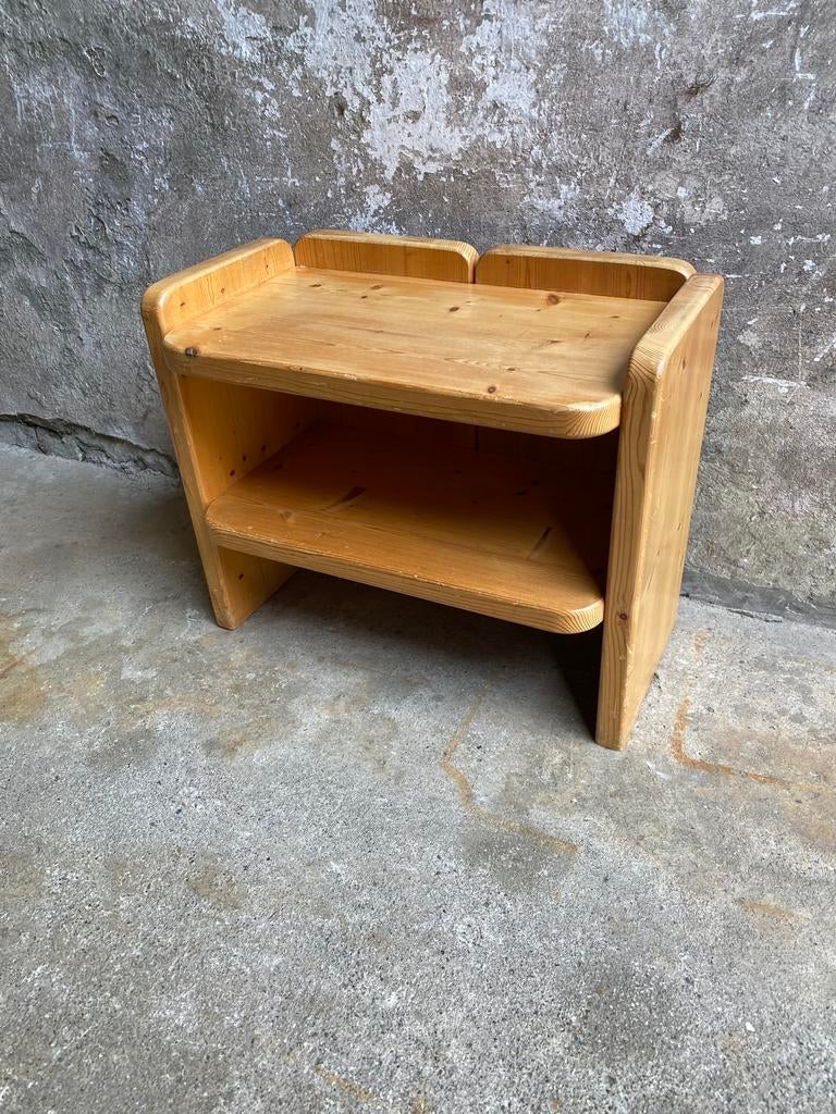 Brutalist pine kleine kast / nachtkastje, Gebruikt, Minder dan 45 cm, Onbekend, Ophalen of Verzenden