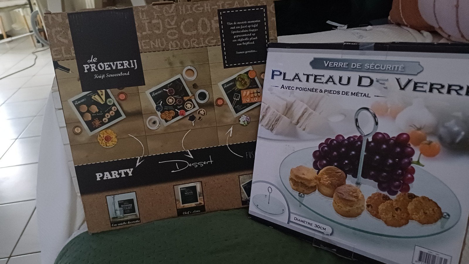 De Proeverij Krijt Serveerbord & Glazen Serveerschaal, Ophalen, Glas, Snij-/serveerplank, Nieuw