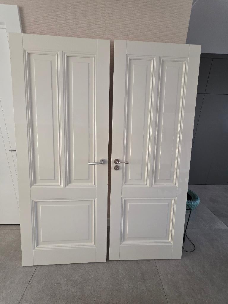 Deuren, Doe-het-zelf en Verbouw, Deuren en Horren, Gebruikt, Binnendeur, 200 tot 215 cm, 80 tot 100 cm, Glas, Hout, Ophalen