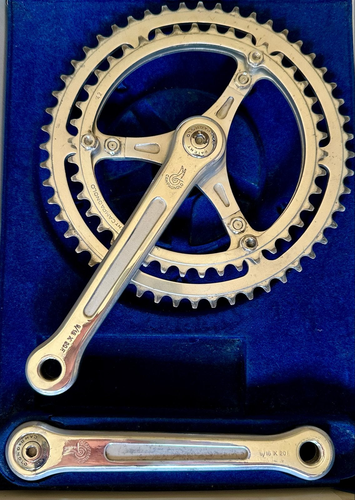 Campagnolo Crankstel met Kettingblad - Vintage Racefiets, Crankstel of Pedalen, Gebruikt, Ophalen of Verzenden, Aluminium