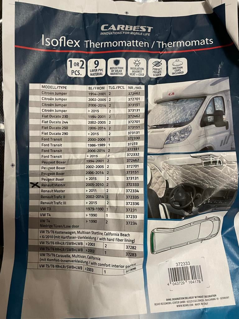 Carbest raamisolatie achterdeur Renault Master/Opel Movano, Ophalen of Verzenden, Zo goed als nieuw