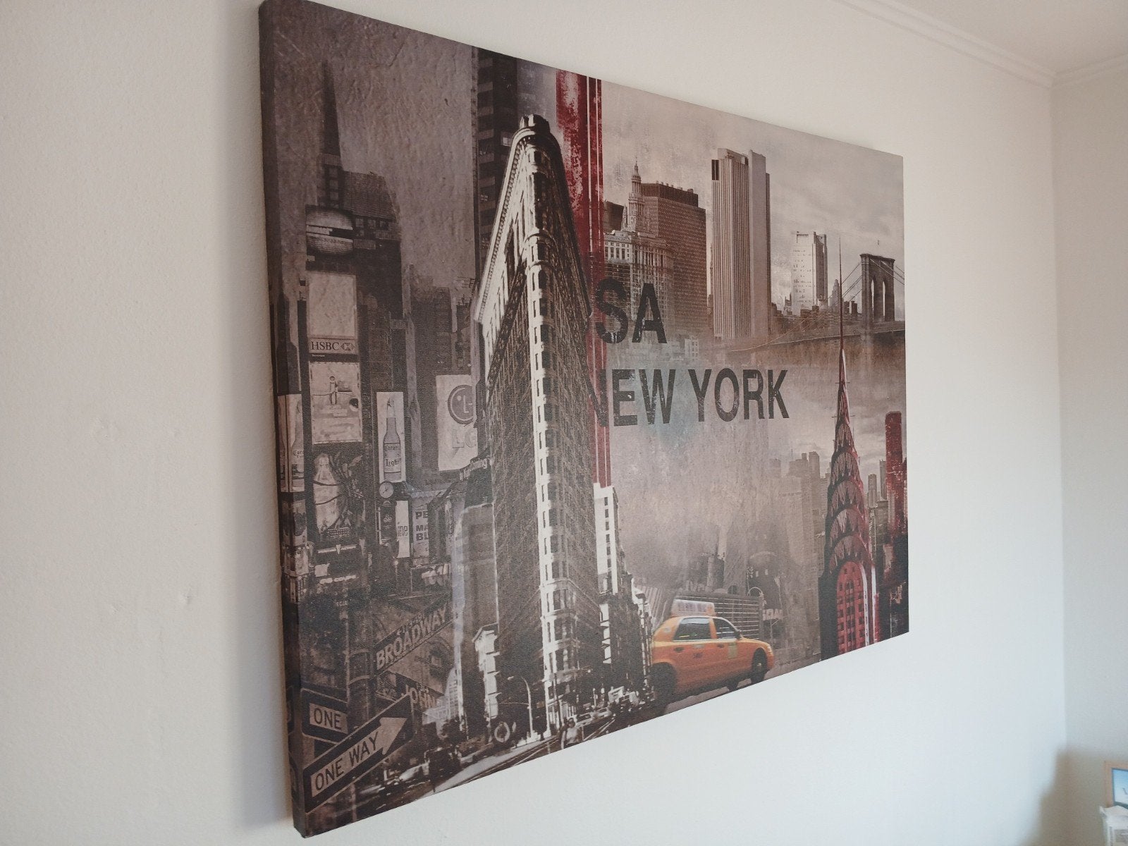 New York Canvas Schilderij - Stadsgezicht, 50 – 75, Ophalen of Verzenden, Zo goed als nieuw, Schilderij