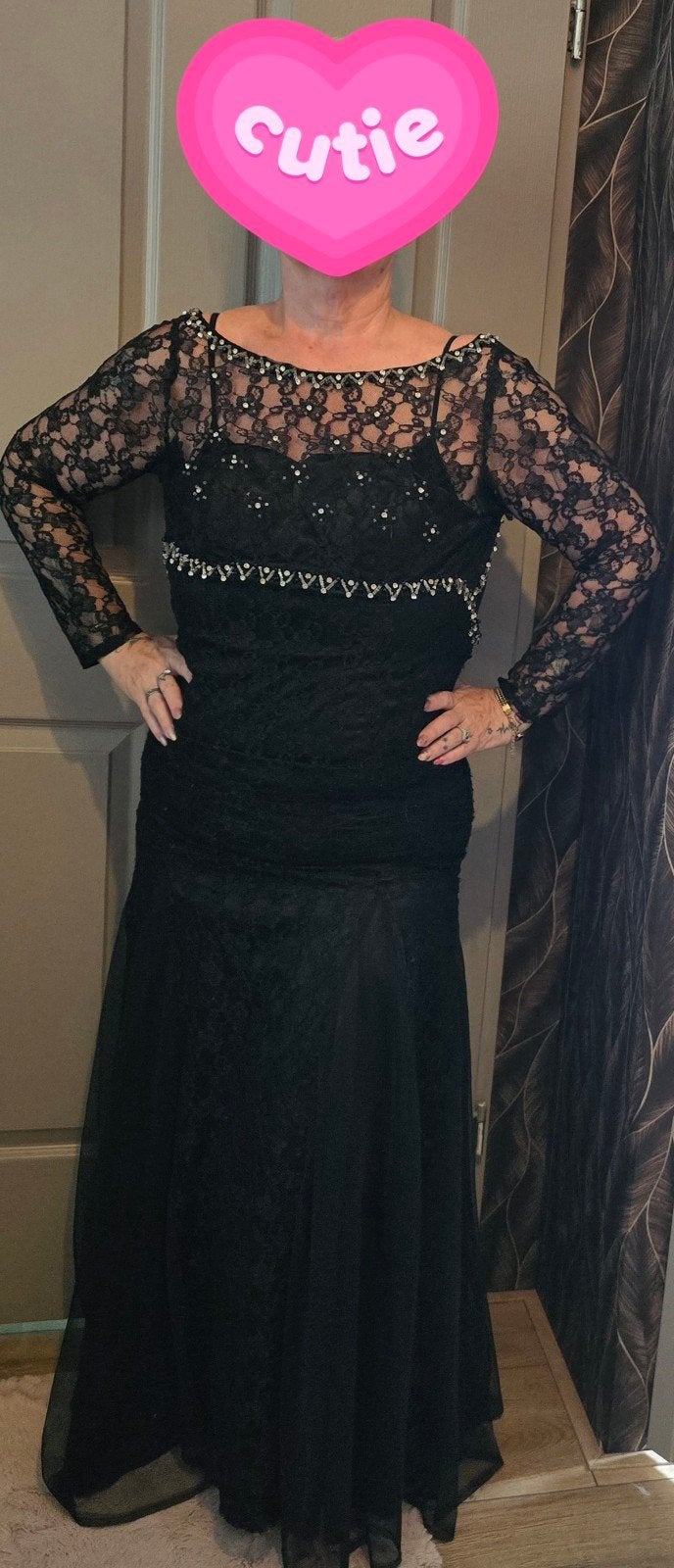Galajurk zwart met kant maat 42, Kleding | Dames, Gelegenheidskleding, Ophalen, Galajurk, Zwart, Maat 42/44 (L)