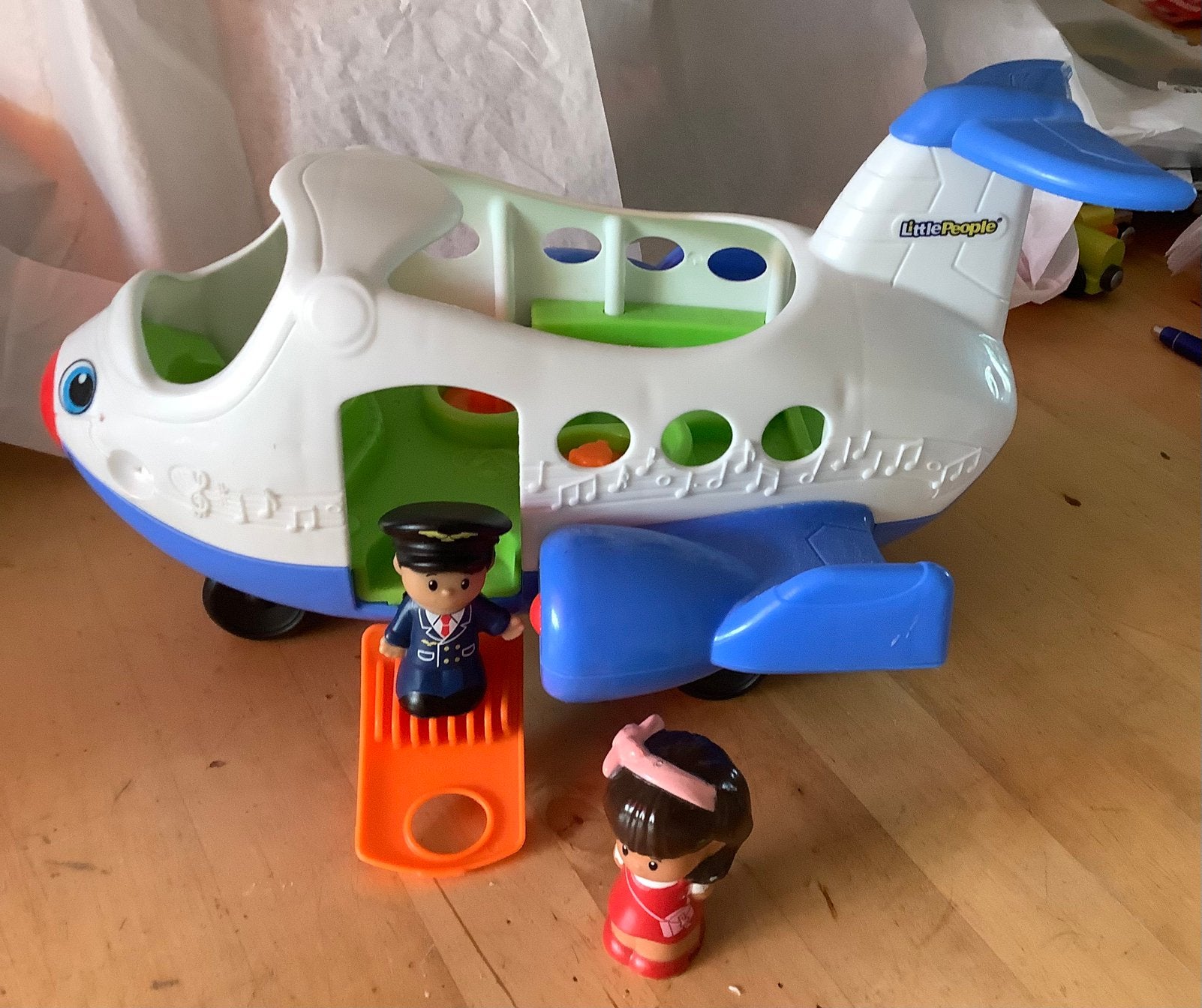 Vliegtuig Little People met geluid + piloot en passagier, Ophalen of Verzenden, Zo goed als nieuw