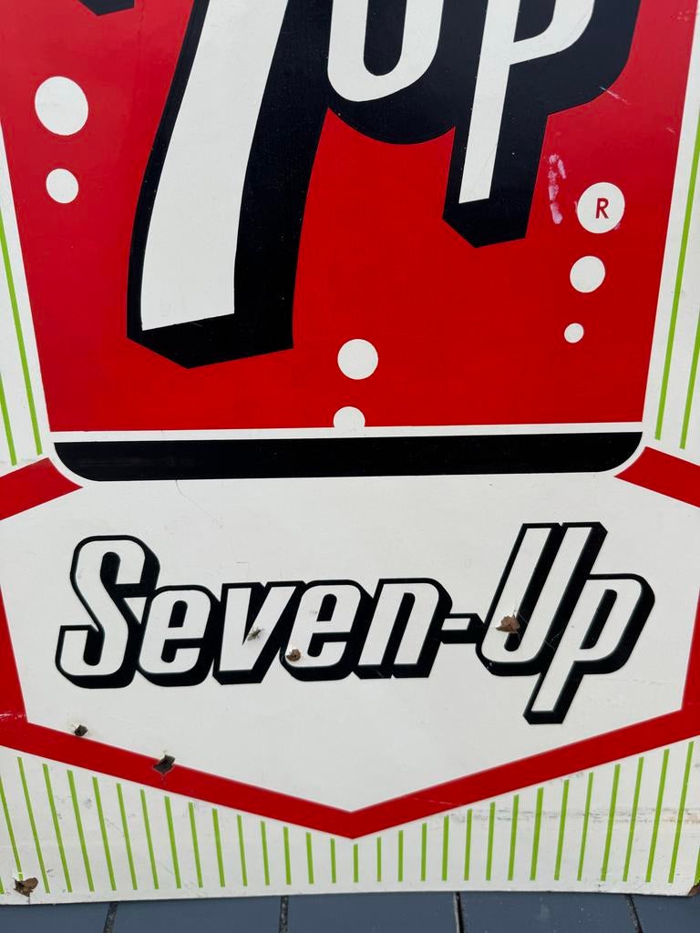 Vintage Seven-Up 7up Reclamebord, Reclamebord, Gebruikt, ., Ophalen of Verzenden