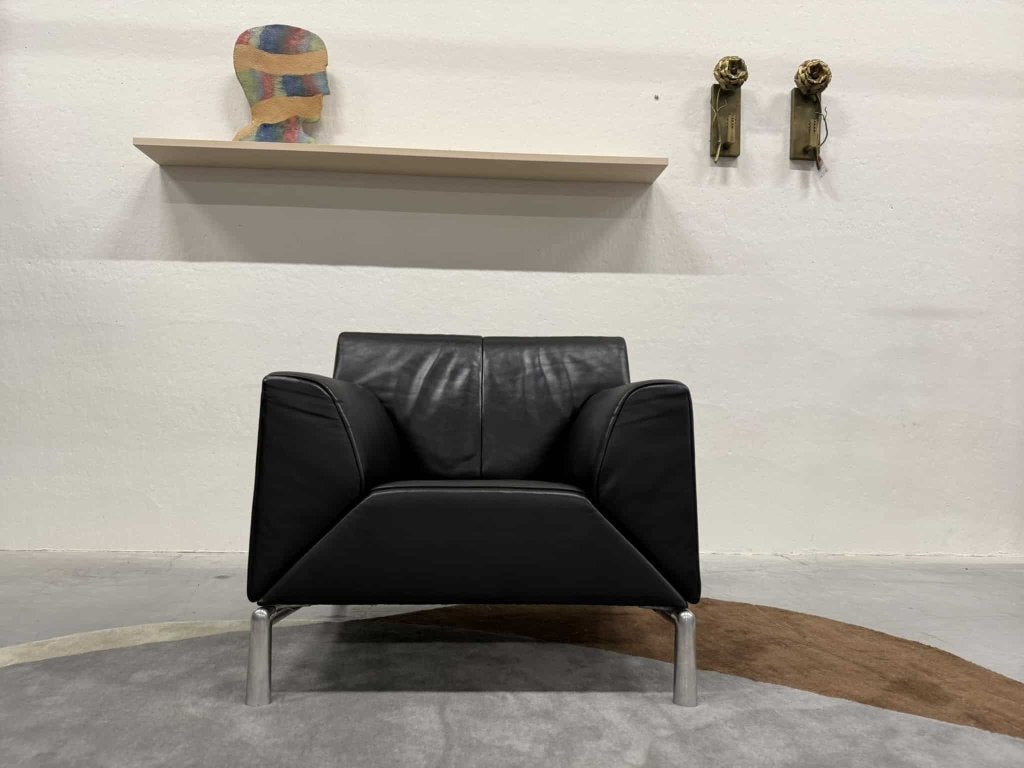 Jori Pacific Fauteuil zwart leer Design stoel chaise Longue, Hoogweg 52, Jori, Tweepersoons, Ophalen of Verzenden