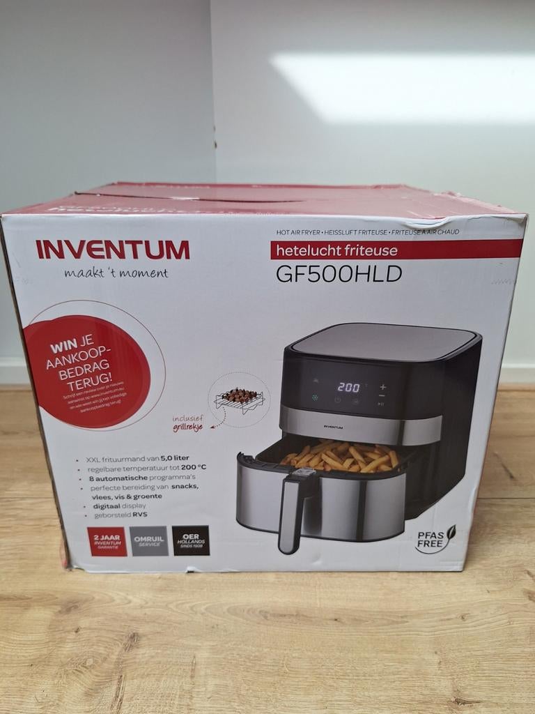 Inventum GF500HLD Heteluchtfriteuse - Nieuw in doos, 4 liter of meer, Ophalen, Nieuw, Uitneembare binnenpan