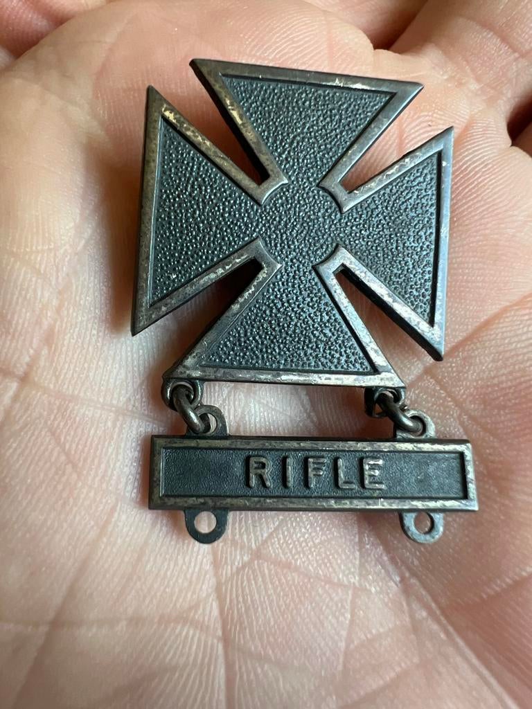 WO2 Amerikaans Marksman badge M1 Garand medaille sterling, Amerika, Verzenden, Lintje, Medaille of Wings