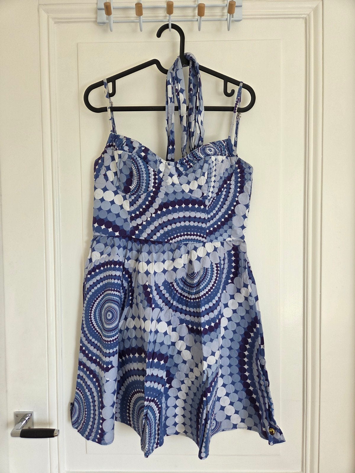 FARM Katoenen Halterjurk met Mandala Print - Blauw/Wit, Ophalen of Verzenden, Zo goed als nieuw, Blauw, Boven de knie