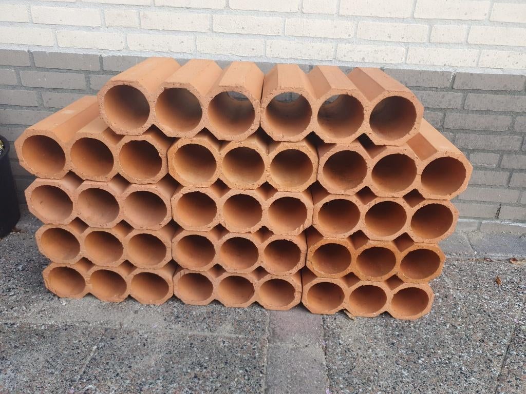 Terracotta wijnrek - 14 elementen voor 42 flessen, Ophalen, Overige materialen, Zo goed als nieuw, 25 flessen of meer