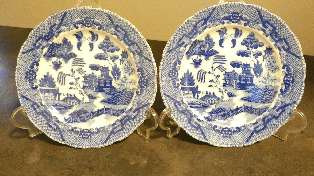 2x Blue Willow-motief borden [1605], Ophalen