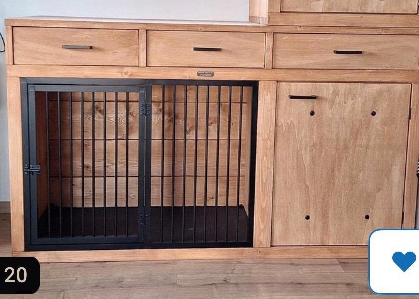 dressoir met hondenbench, Grenenhout, 75 cm of meer, Met klep(pen), Nieuw