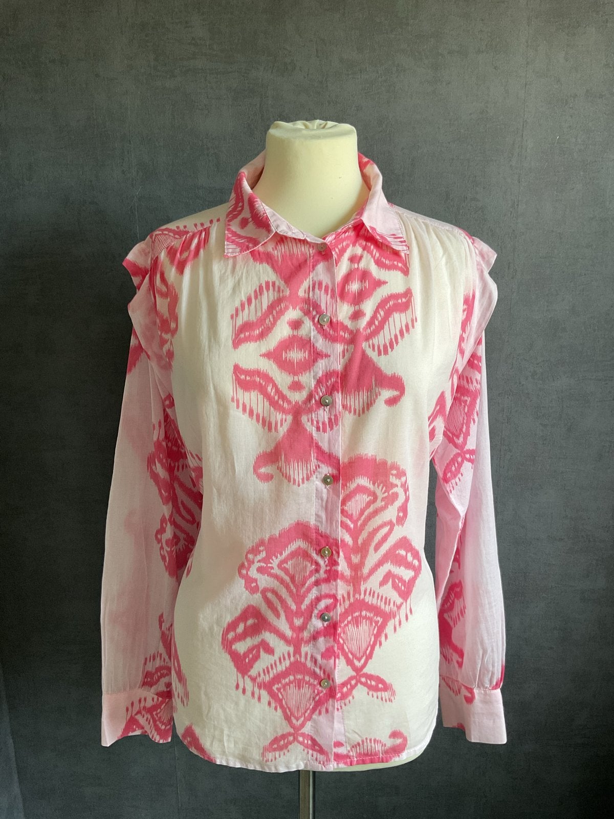 Beaumont roze luchtige blouse met print, maat 40, Verzenden, Zo goed als nieuw, Maat 38/40 (M), Roze
